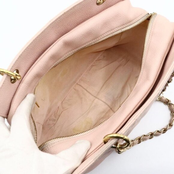 Authentic CHANEL Caviar Petite Timeless Shopper Tote Quilted Shoulder Bag Pink - Picture 8 of 9